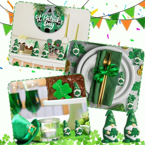 30 Pcs Mini St Patrick's Day Gnomes Figurines Miniature Tiny St Patrick's Day Collectible Figurines Little Shamrock Gnomes Figures to Hide and Seek for Irish Decorations (30) in Saudi Arabia