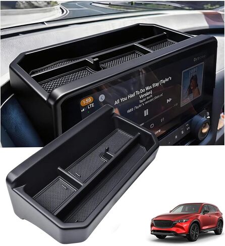 صندوق تخزين لوحة القيادة خلف الشاشة لسيارة Toyota Grand Highlander 2024 2025 2026، صينية تنظيم وحدة التحكم المركزية للملحقات الداخلية لـ 24 25 26 Grand Highlander، أسود in Kuwait
