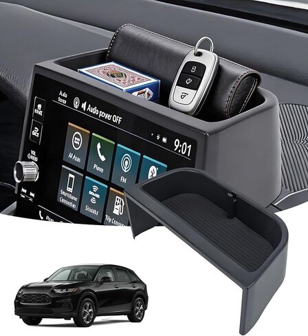 صندوق تخزين لوحة القيادة خلف الشاشة لسيارة Toyota Grand Highlander 2024 2025 2026، صينية تنظيم وحدة التحكم المركزية للملحقات الداخلية لـ 24 25 26 Grand Highlander، أسود in Kuwait
