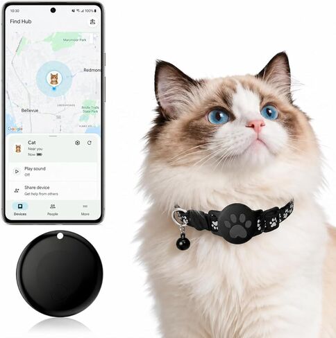 جهاز تعقب الحيوانات الأليفة، طوق GPS للقطط (Android فقط) علامة ذكية، مقاوم للماء متوافق مع Google Find My، بدون رسوم شهرية، طوق ذكي لحل التتبع المتقدم لسلامة الحيوانات الأليفة، مثالي للقطط الصغيرة والكبيرة in Kuwait