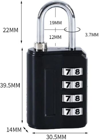 4 Digit Password Lock Zinc Alloy Padlock Luggage Backpack Zipper 1Pcs(01-3 Digit) in Saudi Arabia