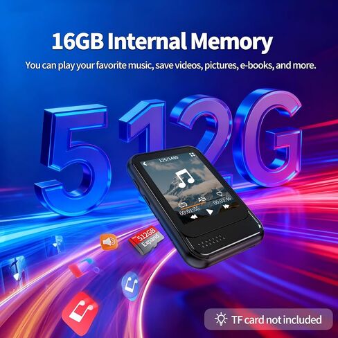 مشغل MP3 مع بلوتوث، مشغل MP3 صغير مع مكبر صوت، فتحة بطاقة Micro SD مدمجة، مشغل موسيقى محمول مع راديو FM، فيديو، مسجل صوت، سماعات أذن، للأطفال، الرياضة والهدايا، بحد أقصى 512 جيجابايت in Saudi Arabia