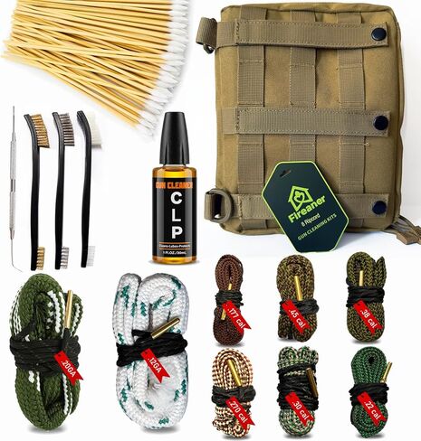 Basics Bore Gun Cleaning Kit with Bore Cleaner, 100 Cotton Swabs & Compact Storage Box - Universal Fit for Firearm Maintenance in Saudi Arabia