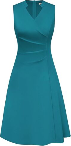 GRACE KARIN Women 2026 Summer Work Dress Sleeveless V Neck Elegant Midi Dresses A Line Ruched Waist Business Dresses in Saudi Arabia