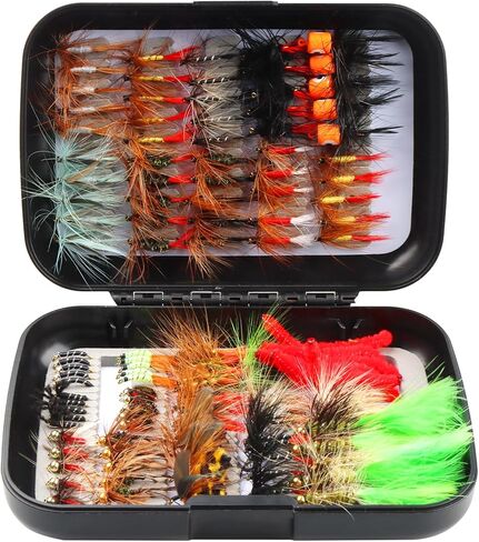 Fly Fishing Flies 64pcs Lures Bait Trout Bass Dry Nymphs Wooly Bugger Tenkara Assortment Kit for Trout Fish Gifts Men in Saudi Arabia