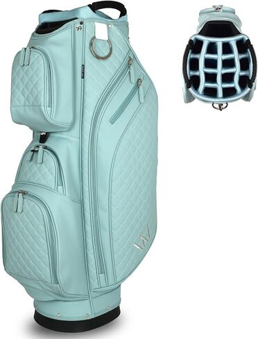 Luxury Womens Golf Bag, PU Leather Golf Cart Bag with Dual Handles for Women/Ladies, 14-Way Full-Length Top Dividers, Large Putter Well, Ultra Lightweight, Large Pockets for Accessories in Saudi Arabia