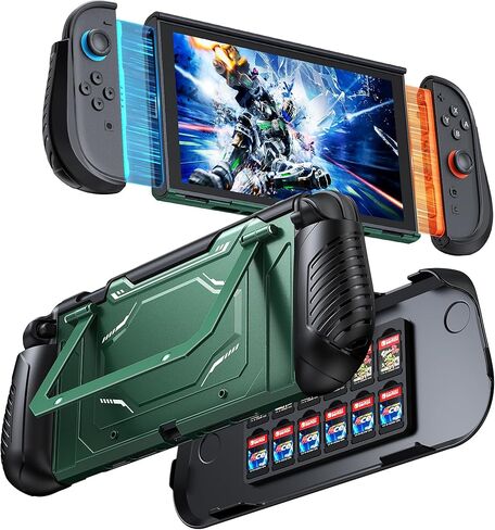 Switch 2 Protective Case, FYOUNG Dockable Hard PC Shell for Nintendo Switch 2 Console 2025, Cover Accessories with Adjustable Kickstand, Shockproof, Soft TPU Ergonomic Grip for Joycon in Kuwait