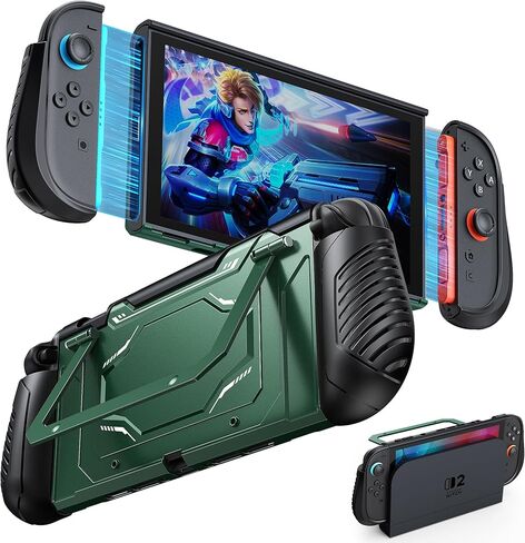Switch 2 Protective Case, FYOUNG Dockable Hard PC Shell for Nintendo Switch 2 Console 2025, Cover Accessories with Adjustable Kickstand, Shockproof, Soft TPU Ergonomic Grip for Joycon in Kuwait