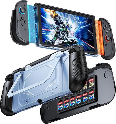 Switch 2 Protective Case, FYOUNG Dockable Hard PC Shell for Nintendo Switch 2 Console 2025, Cover Accessories with Adjustable Kickstand, Shockproof, Soft TPU Ergonomic Grip for Joycon in Kuwait