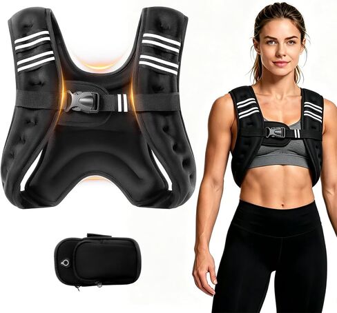 Weighted Vest, 8lb/12lb/16lb/20lb Weight Vest with Reflective Stripe for Workout, Body Weight Vests for Women, Men, Strength Training, Running, Fitness, Weight Loss, Weightlifting in Saudi Arabia