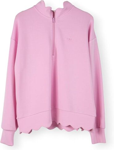 Simply Southern Quarter Zip Scalloped Pullover Top in Saudi Arabia