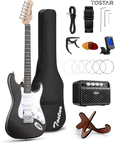 Tostar Electric Guitar Kit with Amp, 39" Full Size, Versatile Sound, 5-Way HSS Pickup Switch, 2 Tone & 1 Volume Knobs, Red Beginner Electronicc Guitar for Man & Woman Gifts in Saudi Arabia