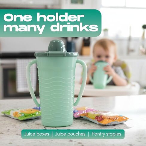 Mommy's Helper Pouch Mate Food Pouch Holder, No-Squeeze, No-Mess Solution for Baby Food Pouches, Soft Spout, Gripper Handles, Recycled Plastic, BPA & Phthalate Free, Dishwasher Safe (Tidal Teal) in Saudi Arabia