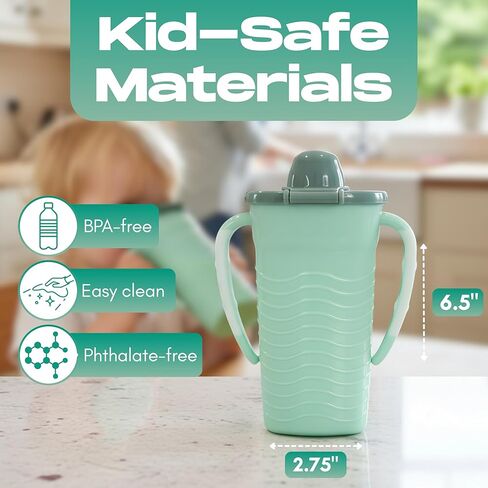 Mommy's Helper Pouch Mate Food Pouch Holder, No-Squeeze, No-Mess Solution for Baby Food Pouches, Soft Spout, Gripper Handles, Recycled Plastic, BPA & Phthalate Free, Dishwasher Safe (Tidal Teal) in Saudi Arabia