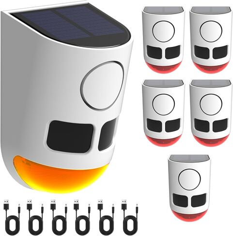 ChunHee Solar Motion Sensor Alarm Outdoor Dog Barking Alarm 4 Mode | 129dB Loud Sound Noise Maker IP65 Waterproof Motion Detector with Strobe Light for Yard Farm Garden 2 Pack in Saudi Arabia