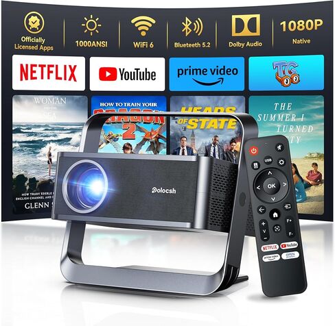 [1080P Full HD & 4K Support] جهاز عرض ذكي مع WiFi وBluetooth، جهاز عرض محمول 1500 ANSI، Keystone Auto & Zoom Mini Outdoor Movie Proyector مع HDR10+ للمسرح المنزلي in Kuwait