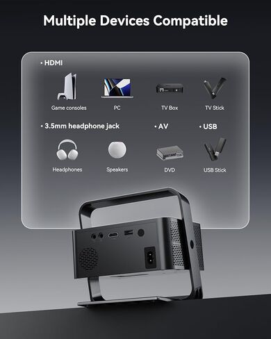 [1080P Full HD & 4K Support] جهاز عرض ذكي مع WiFi وBluetooth، جهاز عرض محمول 1500 ANSI، Keystone Auto & Zoom Mini Outdoor Movie Proyector مع HDR10+ للمسرح المنزلي in Kuwait