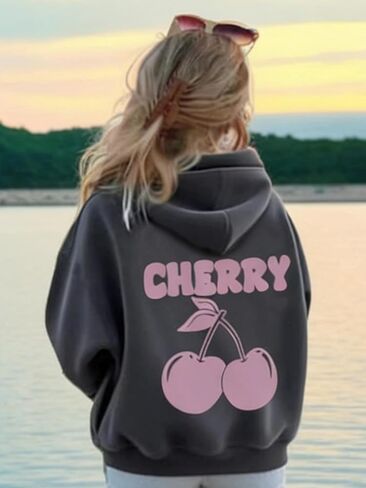 Girls Graphic Hoodie, Cherry Graphic Pullover Sweatshirt for Kids in Saudi Arabia