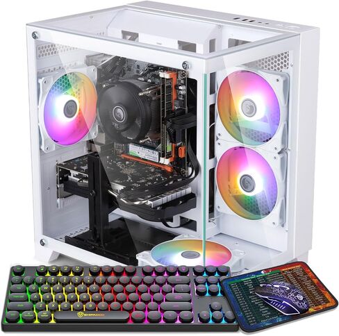 كمبيوتر مكتبي للألعاب، AMD Ryzen 5 5500 حتى 4.2 جيجا هرتز، Radeon RTX 2060 6G، 16G، DDR4، 1 تيرابايت SSD، WiFi 6، RGB Fan x5، أجهزة الكمبيوتر البرجية Windows 11 Home in Kuwait