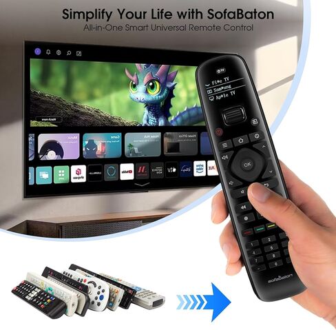 جهاز تحكم عن بعد عالمي SofaBaton U2 (مع إضاءة خلفية) مع أزرار التطبيق والماكرو، نطاق الأشعة تحت الحمراء الممتد، رفع إلى الاستيقاظ، متوافق مع أجهزة الأشعة تحت الحمراء والبلوتوث، جهاز تحكم عالمي ذكي الكل في واحد in Kuwait
