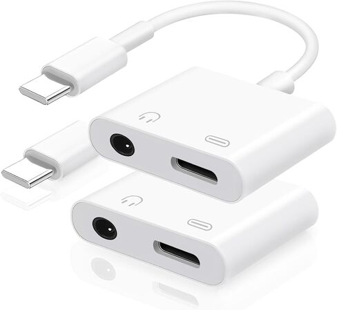 محول سماعة رأس USB-C إلى 3.5 ملم من النوع C إلى سلك Aux سلك جاك دونجل محول كابل دونجل لهاتف iPhone 17/16/15 Series iPad Pro Google Pixel 7/7 Pro/6/6 Pro/6a MacBook (عبوتان) in Kuwait