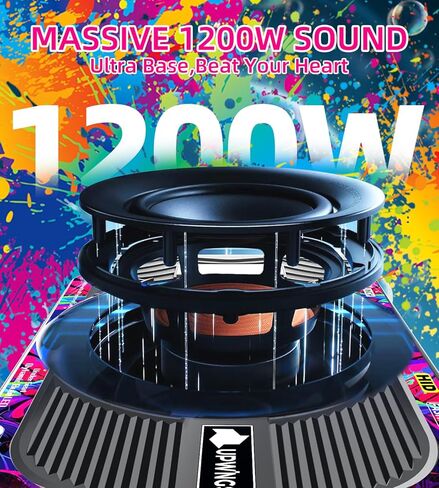 1200W RGB Subwoofer, Slim Under Seat Car Subwoofer and Amp Package with RGB Beat-Synced Light, Individual Control for Low Pass/Gain/Boost Bass, Deep Bass Perfect for Truck/SUV/Jeep/Sedan in Saudi Arabia
