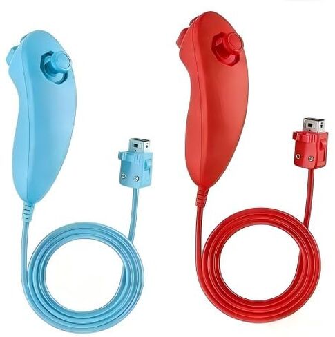 وحدة تحكم BINFFGM Nunchuck، قطعتان بديلتان لوحدة تحكم Nunchuck لوحدة تحكم Wii Nunchuck، لوحة تحكم Gamepad، متوافقة مع وحدة تحكم Nintendo Wii وWii U (أزرق سماوي + أحمر) in Saudi Arabia