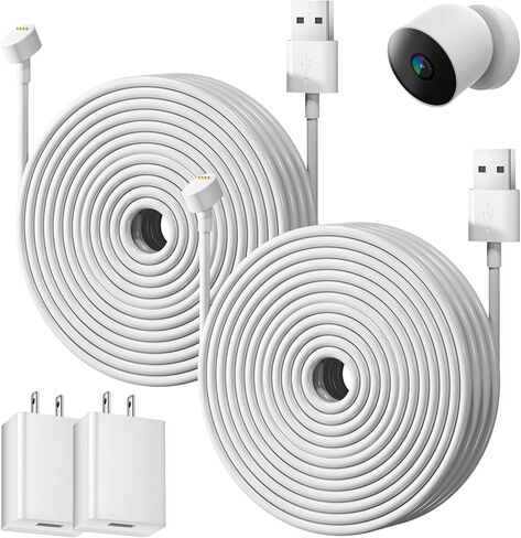 2 Pack 25ft/7.5m Power Cable Compatible with Google Nest Cam Battery (2nd Gen), Weatherproof Power Adapter for Continuously Charging of Nest Cam, 5V 2A Outdoor or Indoor Charger Cable in Saudi Arabia
