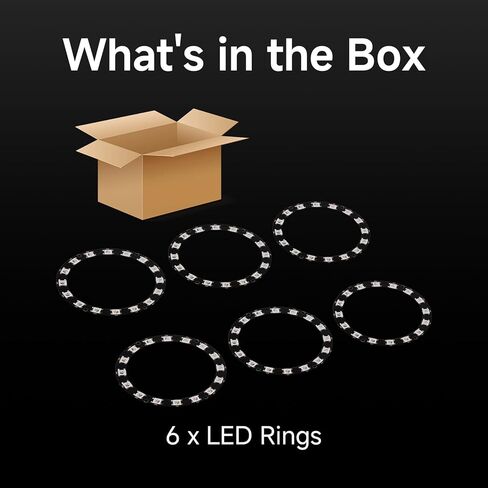 6 قطع حلقات LED WS2812B RGB، ضوء بيكسل قابل للعنونة 7 بت 5050 مع محرك مدمج، نيوب إكسل كامل اللون متوافق مع Ar duino ESP 32 Rasp Berry P i in Saudi Arabia