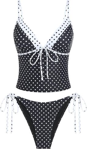 ZAFUL المرأتين قطعة Tankini مجموعة منخفضة الخصر التعادل الجانب Tankini ملابس السباحة لطيف الخامس الرقبة متواضعة ملابس السباحة لطيف الصيف ثوب السباحة in Kuwait