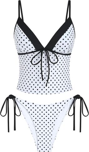 ZAFUL المرأتين قطعة Tankini مجموعة منخفضة الخصر التعادل الجانب Tankini ملابس السباحة لطيف الخامس الرقبة متواضعة ملابس السباحة لطيف الصيف ثوب السباحة in Kuwait