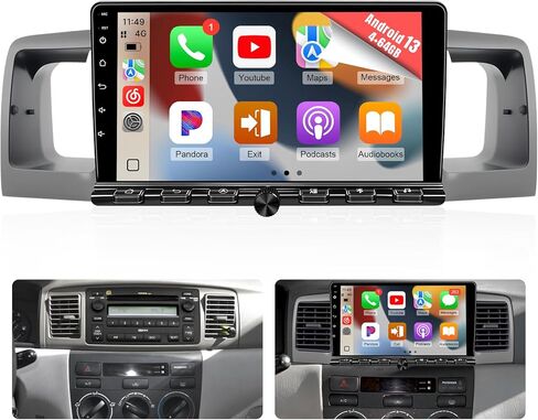ستيريو سيارة Naifay Android 12 لسيارة Toyota Corolla 2003 2004 2005 2006 2007 2008 (إصدار غير J.B.L)، شاشة لمس 9 بوصة لراديو السيارة كورولا مع Carplay Android Auto Bluetooth WiFi GPS + MIC in Kuwait