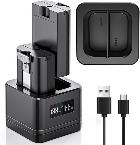 Charging Station for Ring Battery,3 Pack 3.65V 6040mAh,3-Slot LED Display Charger with Type-C Cable,Compatible with 2/3/4/Plus/Spotlight/Stick Up Cam Batteries and Others in Saudi Arabia