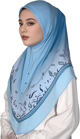 Ready To Wear Instant Hijab For Women Chiffon Hijabs Islamic Abaya Turban Muslim Slip-On Khimar Floral Hijab Scarf in Saudi Arabia