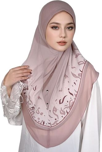 Ready To Wear Instant Hijab For Women Chiffon Hijabs Islamic Abaya Turban Muslim Slip-On Khimar Floral Hijab Scarf in Saudi Arabia