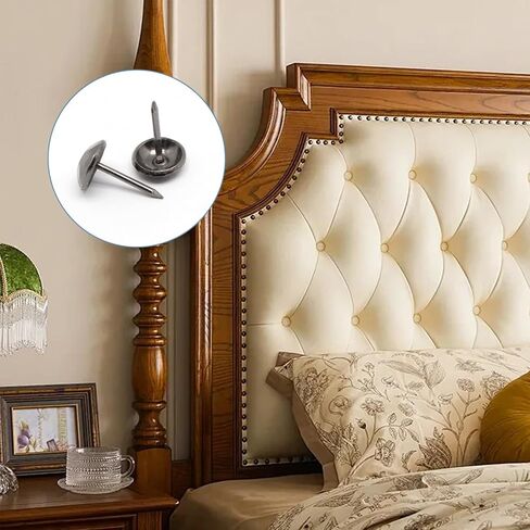 Upholstery Tacks for Furniture Silver 150Pcs, 7/16 Inch Vintage Decorative Nails Metal Upholstery Nails for Wood Antique Thumb Tacks for Furniture Sofa (11x17mm) in Saudi Arabia