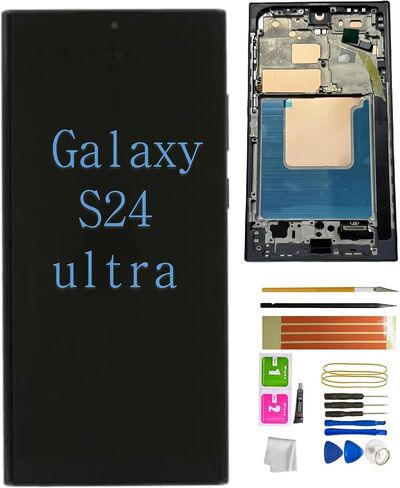 لمجموعة شاشة Samsung Galaxy S24 Ultra، شاشة LCD تعمل باللمس عدسة خارجية زجاجية مع إطار، قطعة إصلاح بديلة (S9280) (أسود) in Kuwait