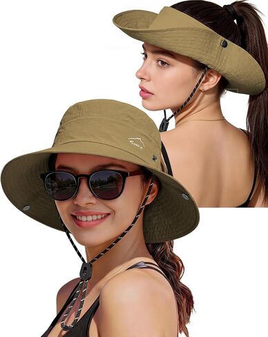 Zando UPF 50+ Sun Hats for Women - Outdoor Waterproof Windproof Sun Visor Wide Brim Bucket Hat for Hiking Fishing Beach in Saudi Arabia