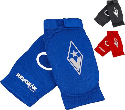 Revgear Slip-on Muay Thai Signature Elbow Pads, Sleeve Guard | Comfort and Protection While Training for Martial Arts - MMA, Jiu Jitsu, Krav MAGA (Sold in Pairs) (Blue, Small-Medium) in Saudi Arabia