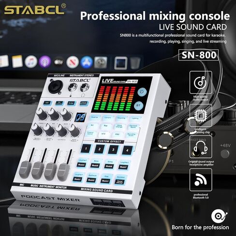 لوحة مزج الصوت ذات 4 قنوات، وحدة تحكم خلط لوحة الصوت مع USB رقمي بلوتوث 48 فولت طاقة فانتوم وصدى، واجهة خلاط صوت صغير للكمبيوتر، خلاط دي جي للبث الصوتي in Kuwait