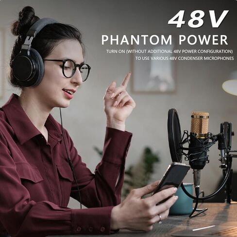 لوحة مزج الصوت ذات 4 قنوات، وحدة تحكم خلط لوحة الصوت مع USB رقمي بلوتوث 48 فولت طاقة فانتوم وصدى، واجهة خلاط صوت صغير للكمبيوتر، خلاط دي جي للبث الصوتي in Kuwait