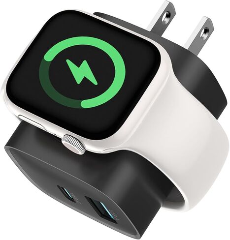 كتل شحن لساعة Apple، كتلة شاحن USB C 3 في 1 PD 20 وات مع شحن ساعة ذكية لاسلكية مدمجة، شاحن حائط مزدوج المنافذ متوافق مع iPhone، AirPods، iWatch in Saudi Arabia