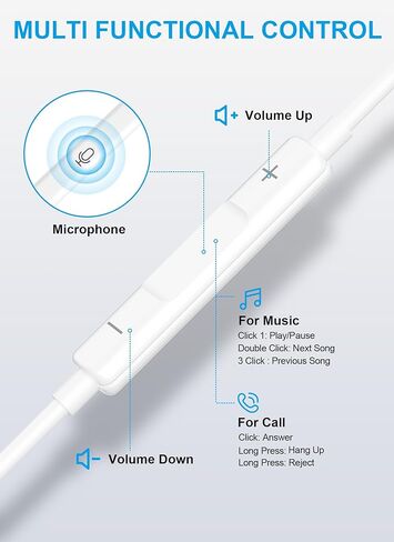 سماعات رأس USB C لهاتف iPhone 17 16 15، سماعات أذن سلكية مع ميكروفون وتحكم في مستوى الصوت، سماعة رأس لتقليل الضوضاء، سماعات أذن iPhone سلكية لأجهزة Apple وAndroid وiPad وGalaxy S25 S24 Ultra وPixel 9 【عبوتان】 in Kuwait