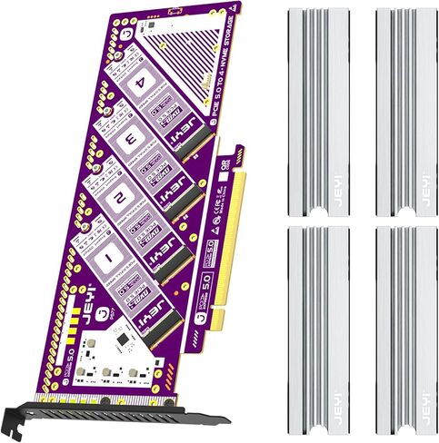 محول JEYI PCIe 5.0 X16 إلى Quad NVMe M.2 (بزاوية 45 درجة) PCIe إلى بطاقة توسيع NVMe، متوافق مع الإصدارات السابقة مع PCIe 4.0/3.0، يتطلب تشعب PCIe، ويدعم 4 × M.2 2280 SSDs لبطاقة NVMe RAID in Kuwait