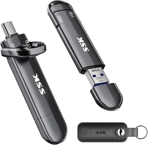 SSK 1TB USB Flash Drive SSD, External TLC NAND Solid State Drive Dual USBC & USBA Ports, Up to 1000MB/s High-Speed Portable 1TB USB Thumb Drive for iPhone 15/16/17 Pro Mac Android PC Backup in Saudi Arabia