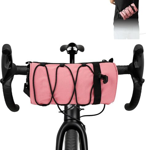 Waterproof Bike Handlebar Bag, Nylon Bicycle Handlebar Bag with Side Pockets & Elastic Band for Commuting, Travel & Daily Cycling (Green) in Kuwait