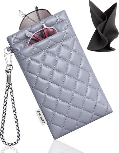 RayLove Glasses Case Double Eyeglass Case for Women Men Soft Glasses Case with Carrying Strap and Cleaning Cloth in Saudi Arabia
