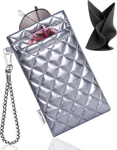 RayLove Glasses Case Double Eyeglass Case for Women Men Soft Glasses Case with Carrying Strap and Cleaning Cloth in Kuwait