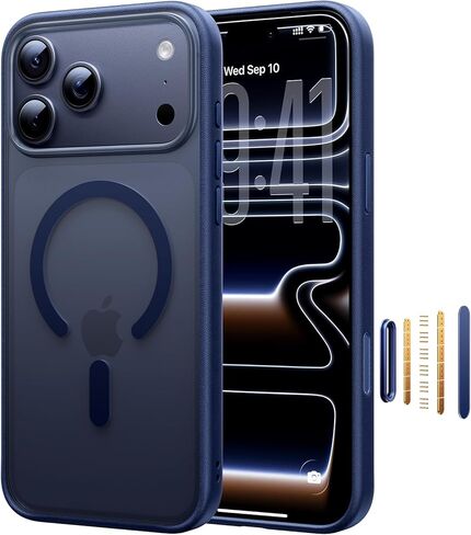 حافظة مغناطيسية مقاومة للصدمات لهاتف iPhone 17 Pro Max، [مناسبة لـ MagSafe] [تم اختبار السقوط من الدرجة العسكرية] حافظة خلفية مغناطيسية شفافة غير لامعة 17 Pro Max مضادة لبصمات الأصابع ومضادة للخدش 6.9 بوصة، أزرق in Kuwait