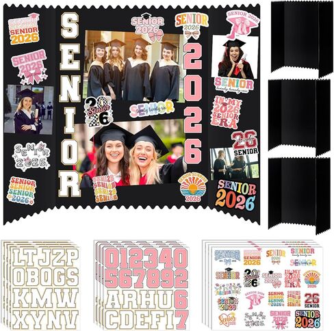 Tinlade 3 Set Soccer Senior Night Gifts Senior 2026 Photo Display Board 24" x 16" Trifold Poster Board with Soccer Themed Stickers for Graduation Picture Frame Sport Theme Party Supplies in Saudi Arabia